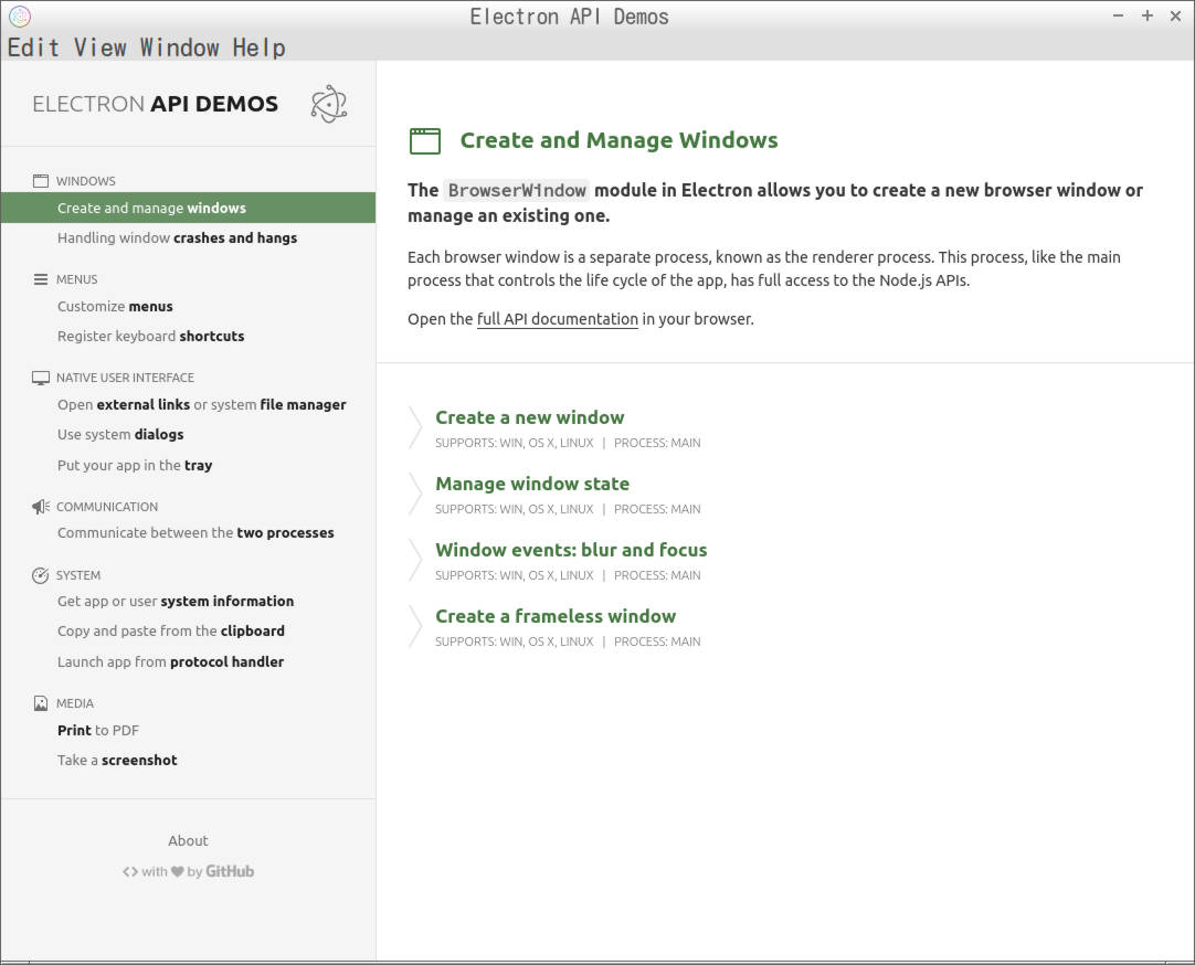 Electron API Demos