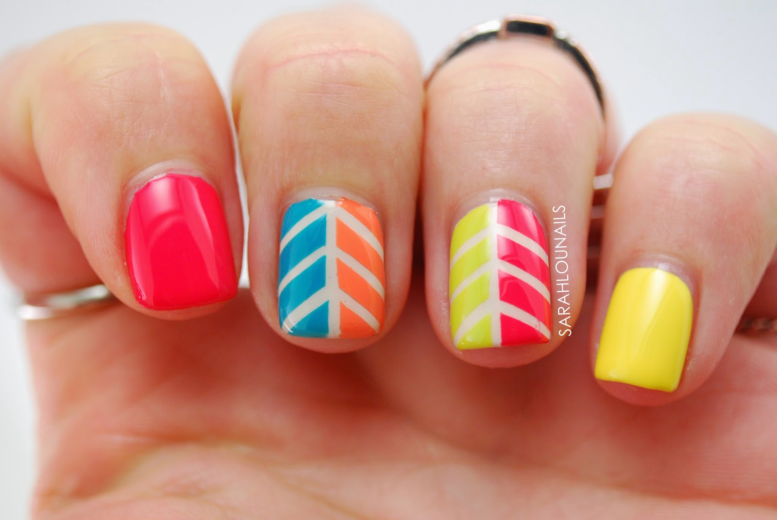 Sarah Lou Nails: Multicolor Herringbone Nails!