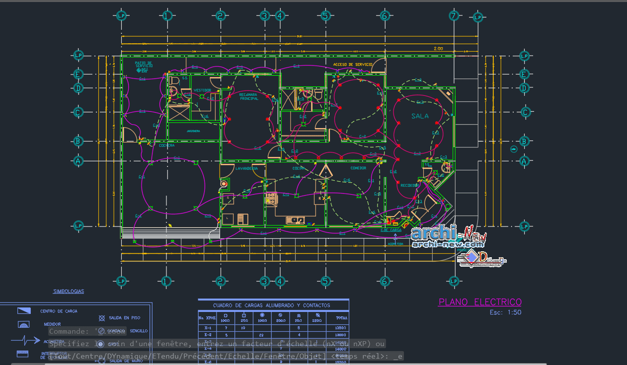 Full Electric Floor Plan in AutoCAD Archinew Free Dwg