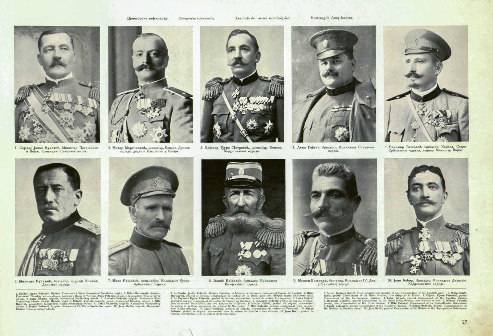 Montenegrin Army Leaders WW1 Information