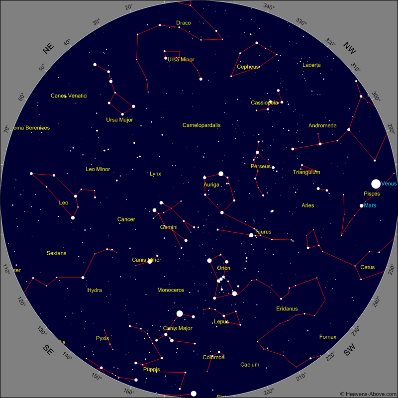 Evening Sky Chart for Thursday Feb 23rd Evening Sky Chart for Thursday Feb 23rd