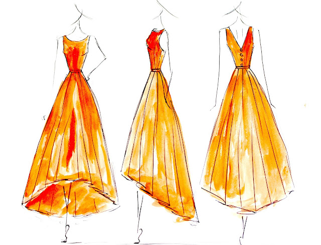 Orange silk dress by Alexandra King