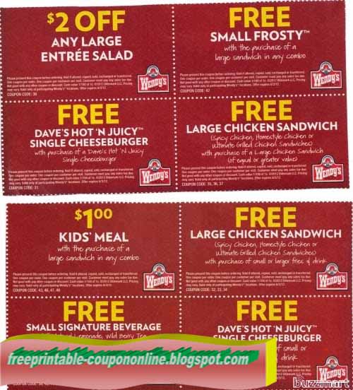 Printable Coupons 2019: Wendys Coupons