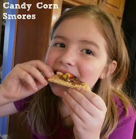 Make candy corn s'mores with candy corn marshmallows