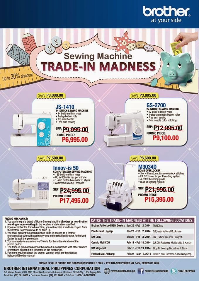 Manila Shopper Brother Sewing Machine TradeIn Madness FebMar 2014