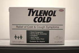 side of Tylenol Cold medicine box with English writing