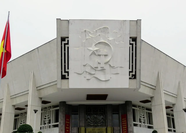 Facade of the Ho Chi Minh Museum in Hanoi Vietnam