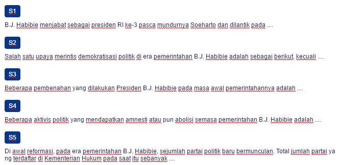 Contoh Soal Masa Pemerintahan B J Habibie