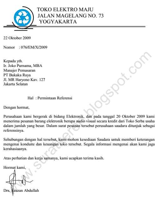 Contoh Surat Permintaan Penawaran Barang Sepatu Contoh