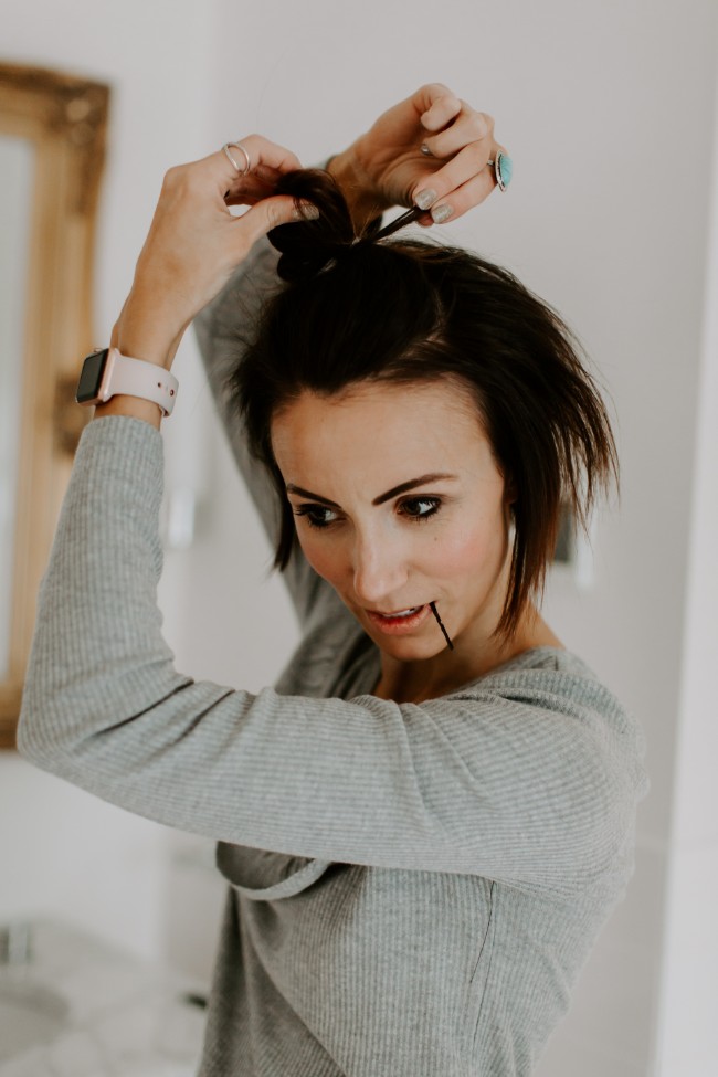 Half Top Knot Tutorial For Short Hair One Little Momma
