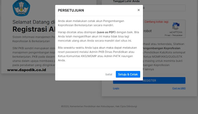 Cara Tendik Registrasi Akun SIM PKB untuk Mentautkan Akun SIMPKB di belajar.id - www.dapodik.co.id
