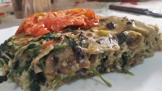 Frittata De Champiñones Y Espinacas
