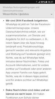 WhatsApp Nutzungsbedingungen und Datenschutzrichtlinie Wesentliche Updates I Screenshot WhatsApp Nutzungsbedingungen und Datenschutzrichtlinie Wesentliche Updates I