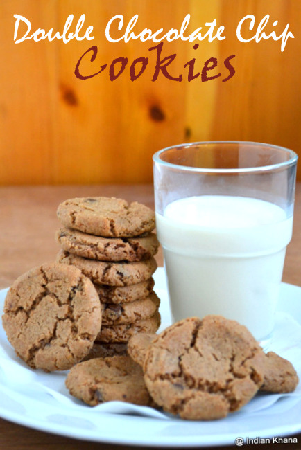 Eggless Double Chocolate Chip Cookies