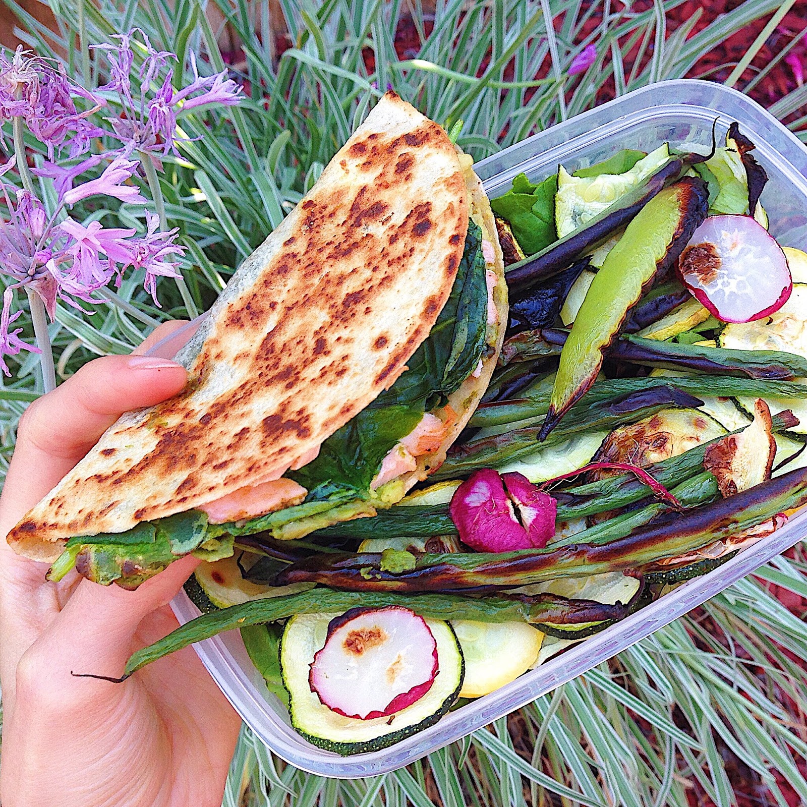 5Minute Crunchy Greens Quesadilla (Gluten Free, Vegan)