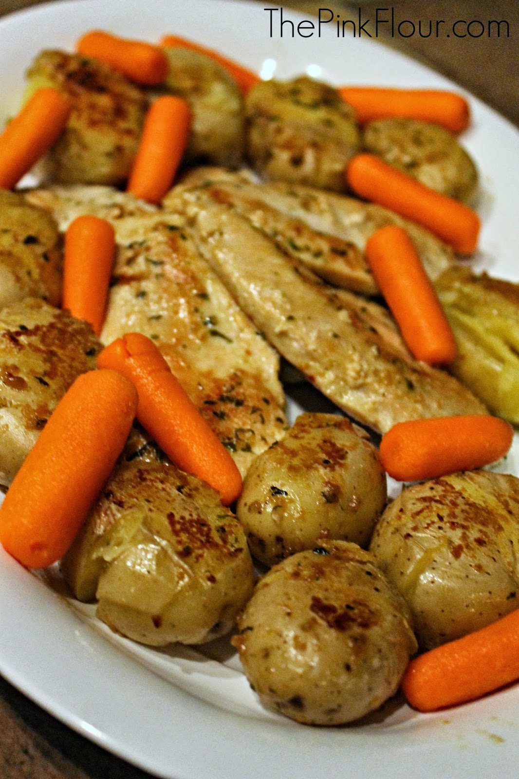 The Pink Flour Quick Garlic & Herb Chicken with Smashed Potatoes