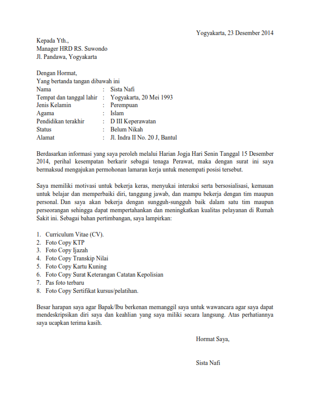 Contoh Surat Lamaran Xl
