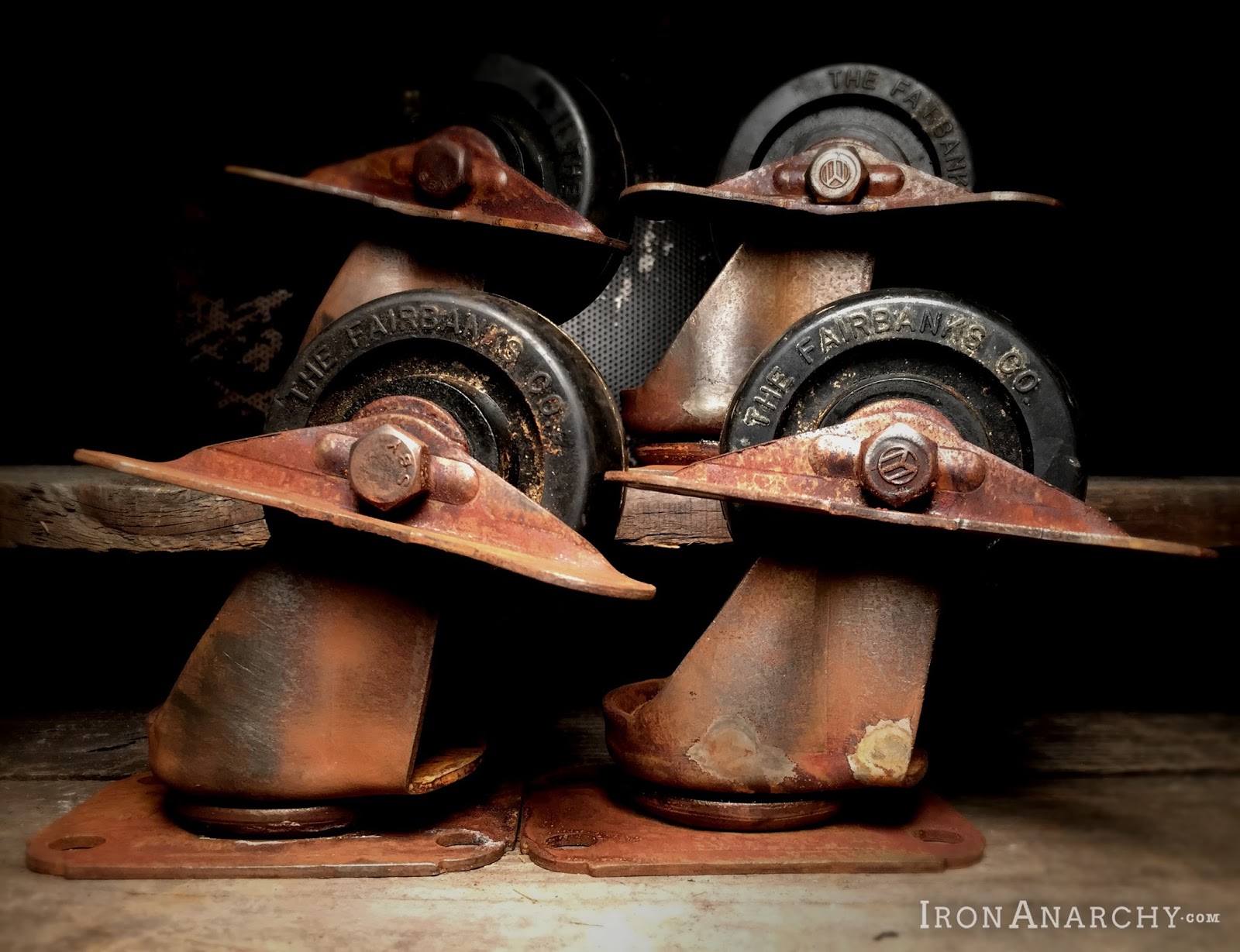 Vintage Factory Cart Casters with Brakes