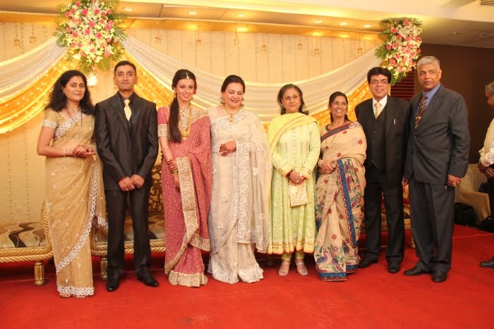 Jaya Bachchan with the family members of the newly wed