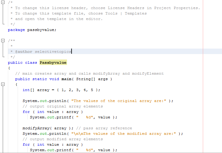 Java Program of Pass by value and pass by reference Selective Topics