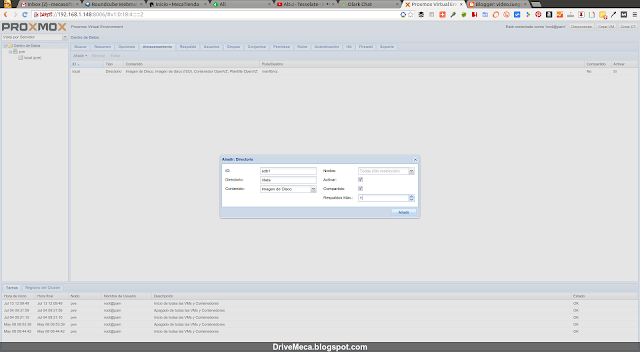 DriveMeca agregando storage a Proxmox