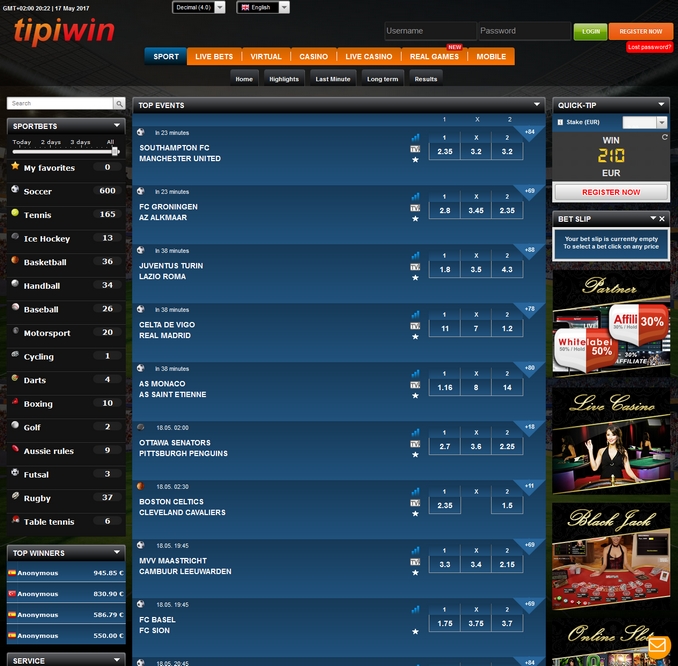 Tipiwin Bookmaker Tipiwin Screen