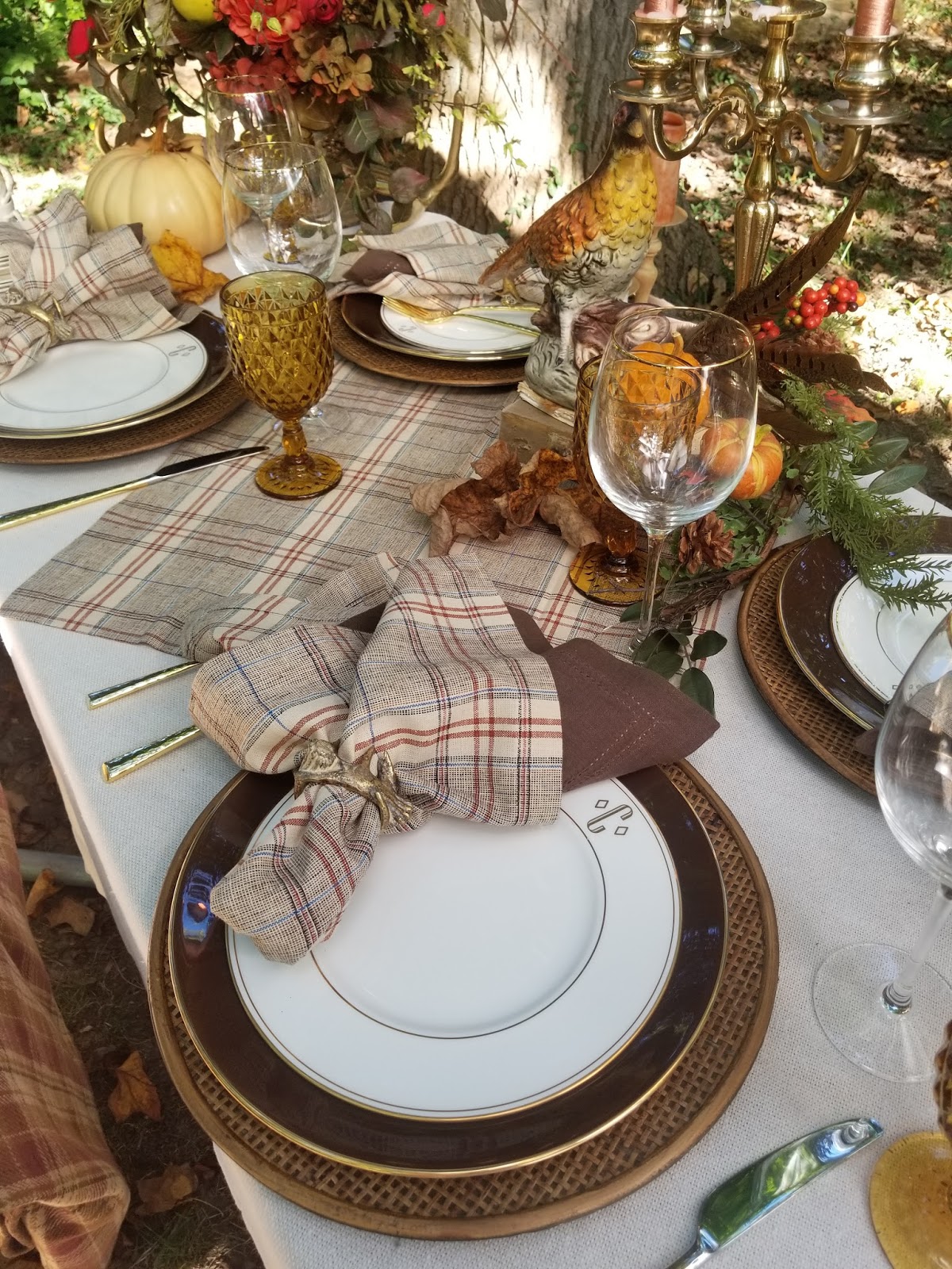 Elegant Fall Table Setting In The Woods