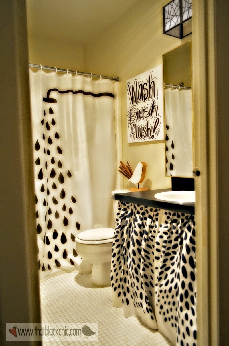 What's black, white and a touch of Teal? Mori's bathroom make-over ...