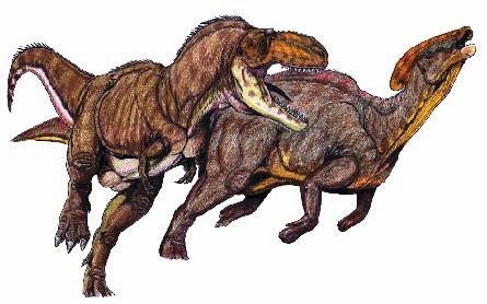 Teratophoneus ataca a Saurolophus