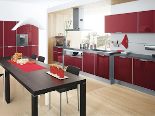 red kitchen cabinets design