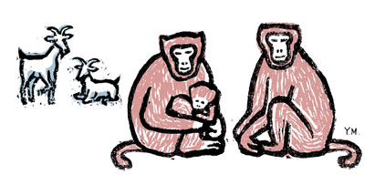 Monkeys and goats by Yukié Matsushita