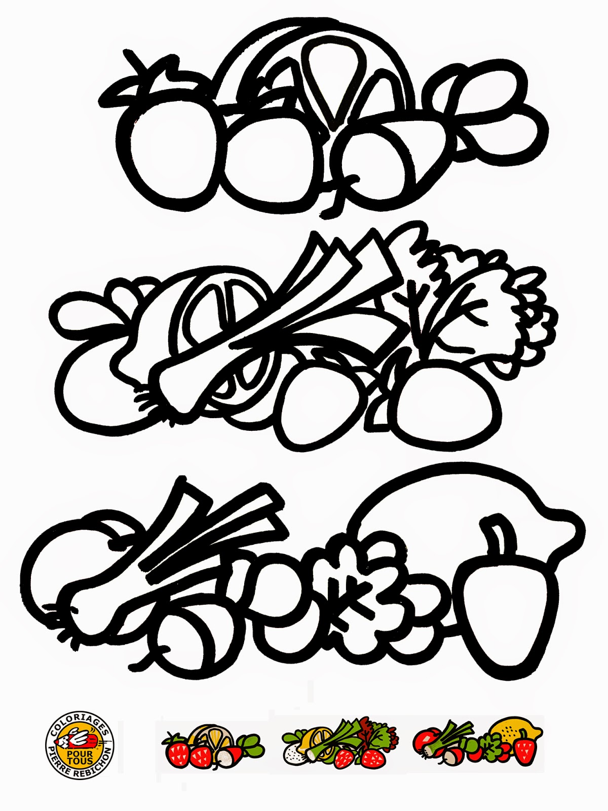COLORIAGES POUR TOUS: FRUITS ET LEGUMES