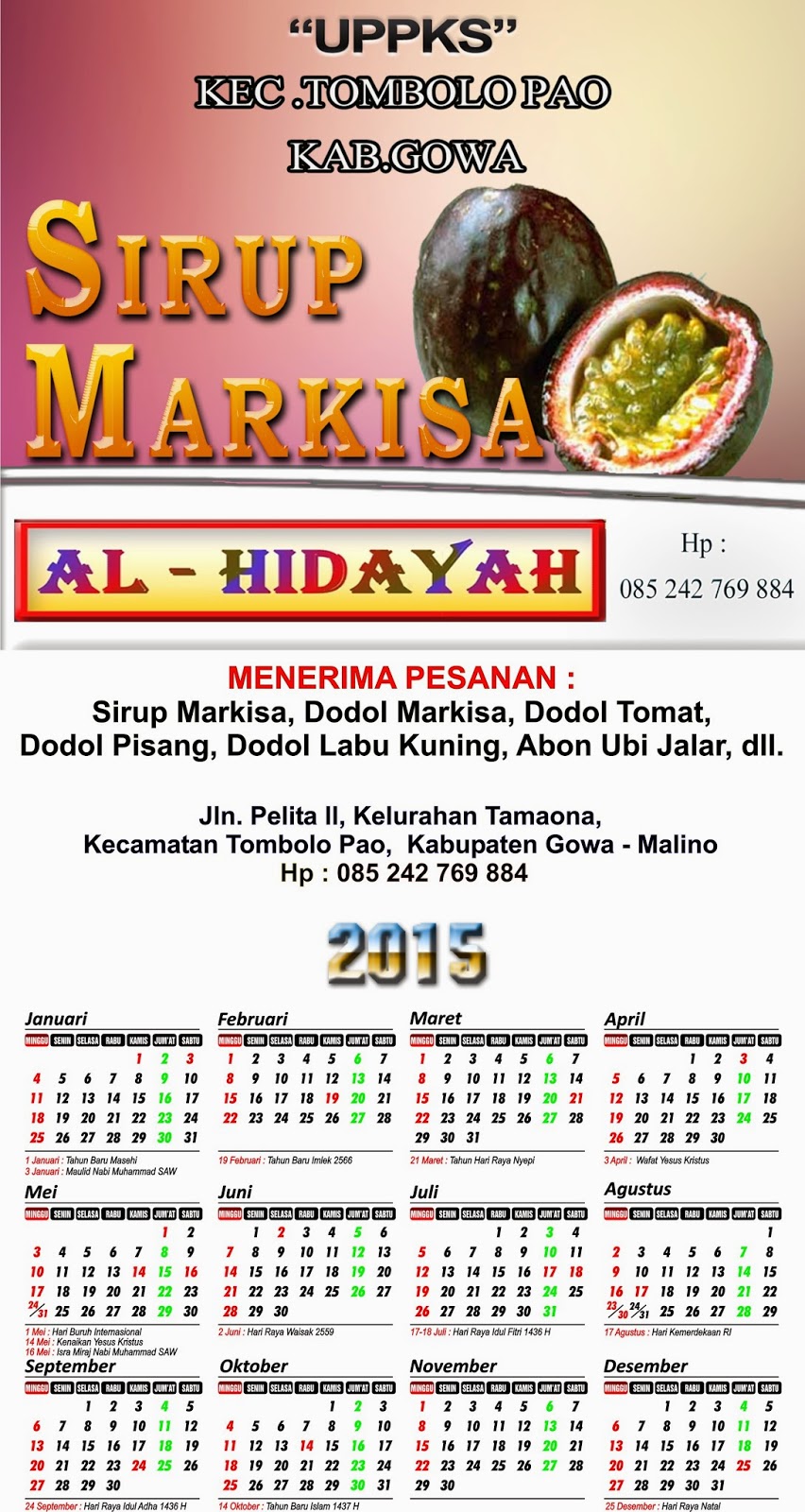 UPDATE UNTUK KALENDER 2015