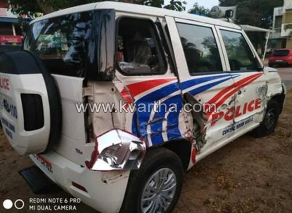 Payyannur, Accident, Police, Kerala, News, Accident, Injured, Police control vehicle collapsed in accident, 3 injured