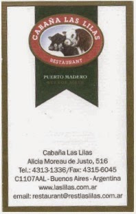 imagen Tarjeta Restaurant Cabaña Las Lilas, Puerto Madero
