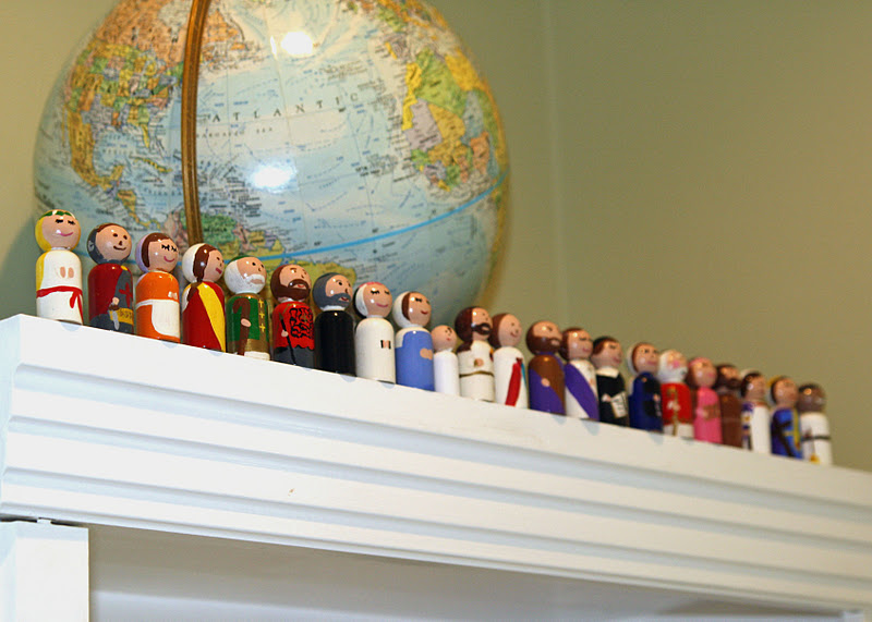 Orange, Pink, and Green Painted Saints