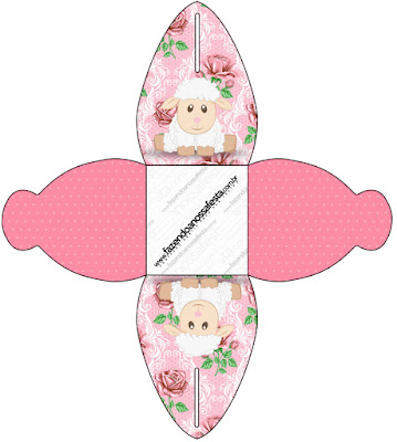 Ovejita en Shabby Chic de Rosas Rosadas: Cajas para Imprimir Gratis. Ovejita en Shabby Chic de Rosas Rosadas: Cajas para Imprimir Gratis.