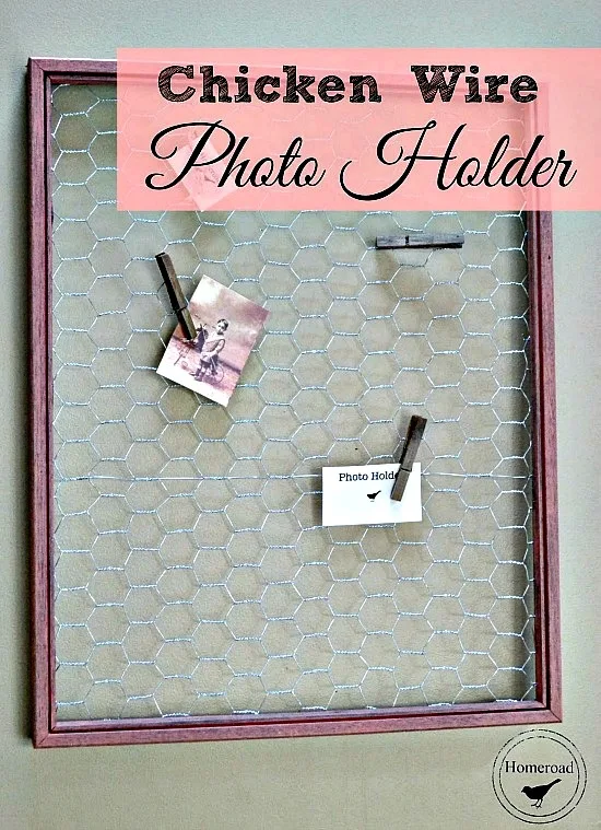 DIY Chicken Wire Photo Holder. Homeroad.net