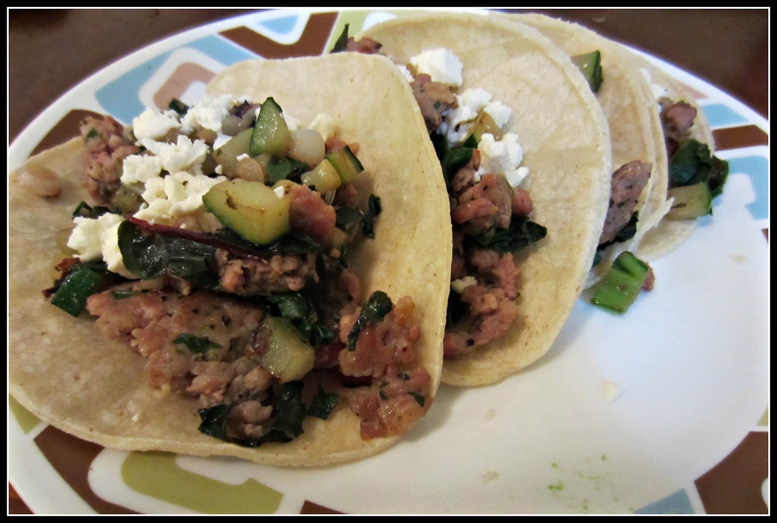 Lisa's Tiny Kitchen Recipe Italian Sausage Tacos with Chard and Zucchini