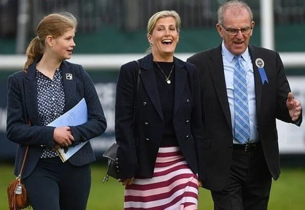 The Countess of Wessex wore a new striped wool and cashmere-blend midi skirt by Gabriela Hearst. Lady Louise Windsor