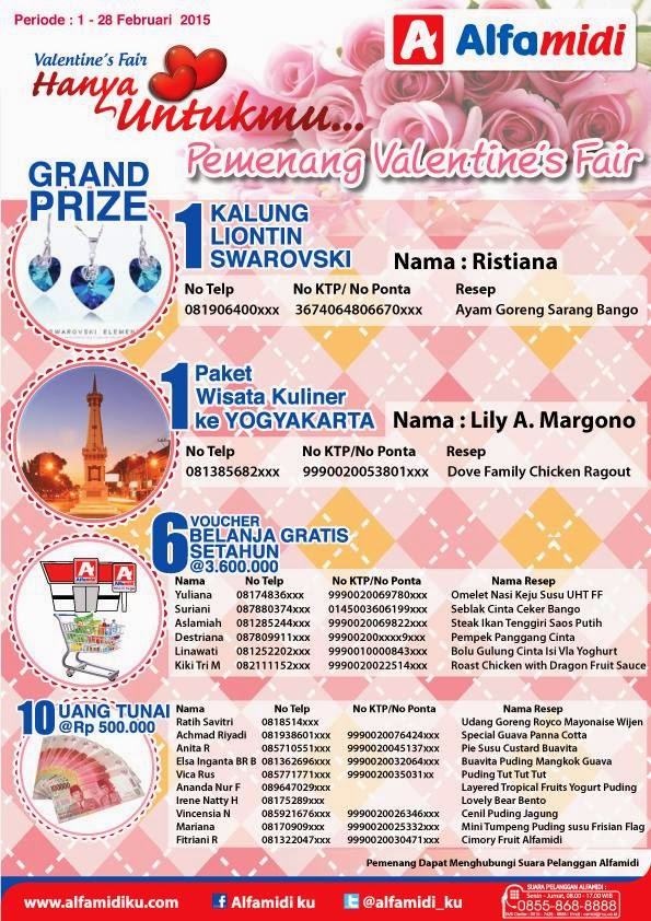 Pemenang Valentine's fair Alfamidi Februari 2015