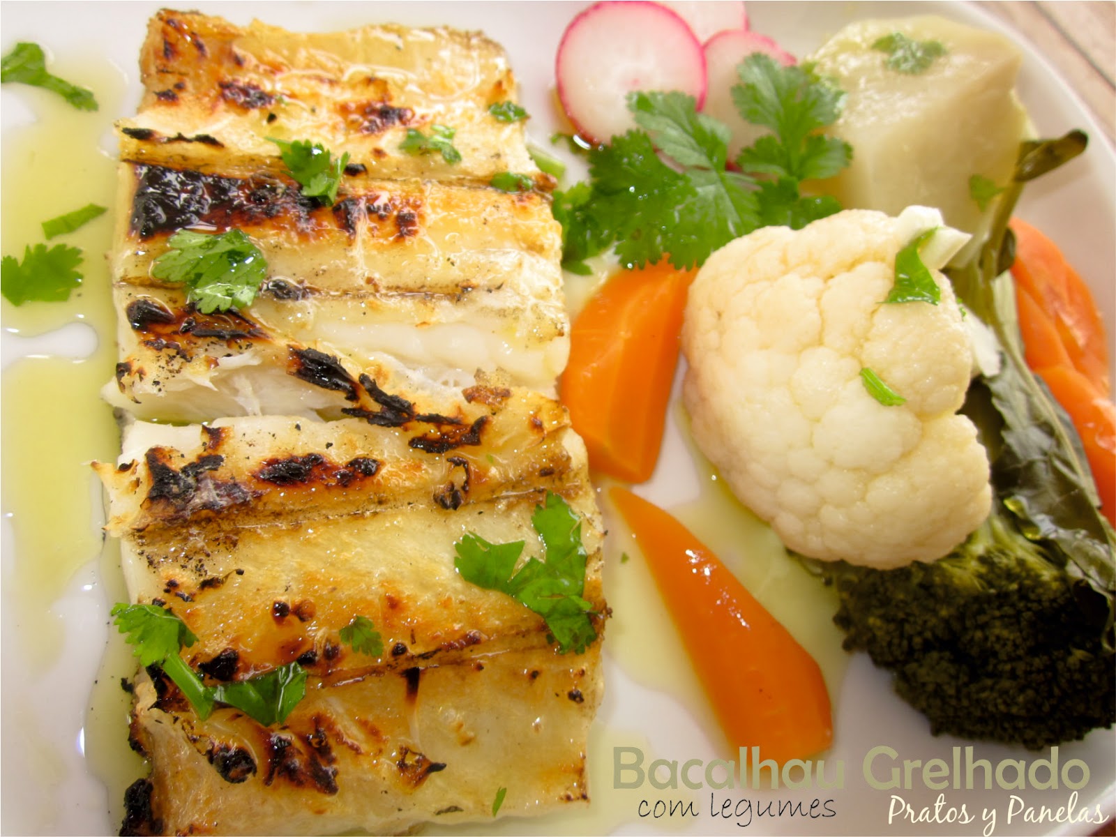 Receitas práticas de culinária Bacalhau Grelhado na Brasa com Legumes