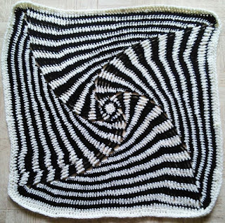 photo of the full finished wonky square blanket