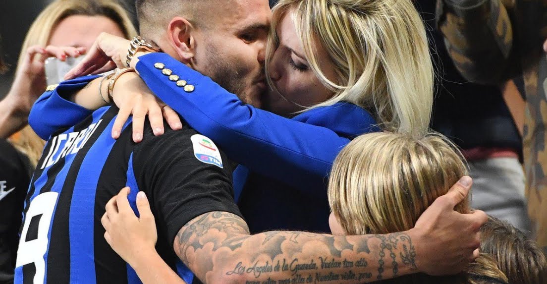 Appassionante Bacio tra Mauro Icardi e Wanda Nara nel Derby Inter-Milan.