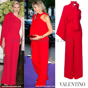 Queen Maxima and Princess Charlene in VALENTINO Shoulder Jumpsuit and JAN TAMINIAU jacket