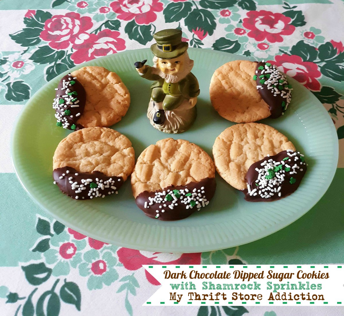 Here's a simple recipe for a tasty St.Patrick's Day treat that will satisfy your chocolate craving! Dark chocolate dipped sugar cookies
