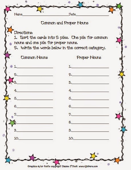 Beach Bum Literacy Chick: Summer Common and Proper Nouns - Sorting