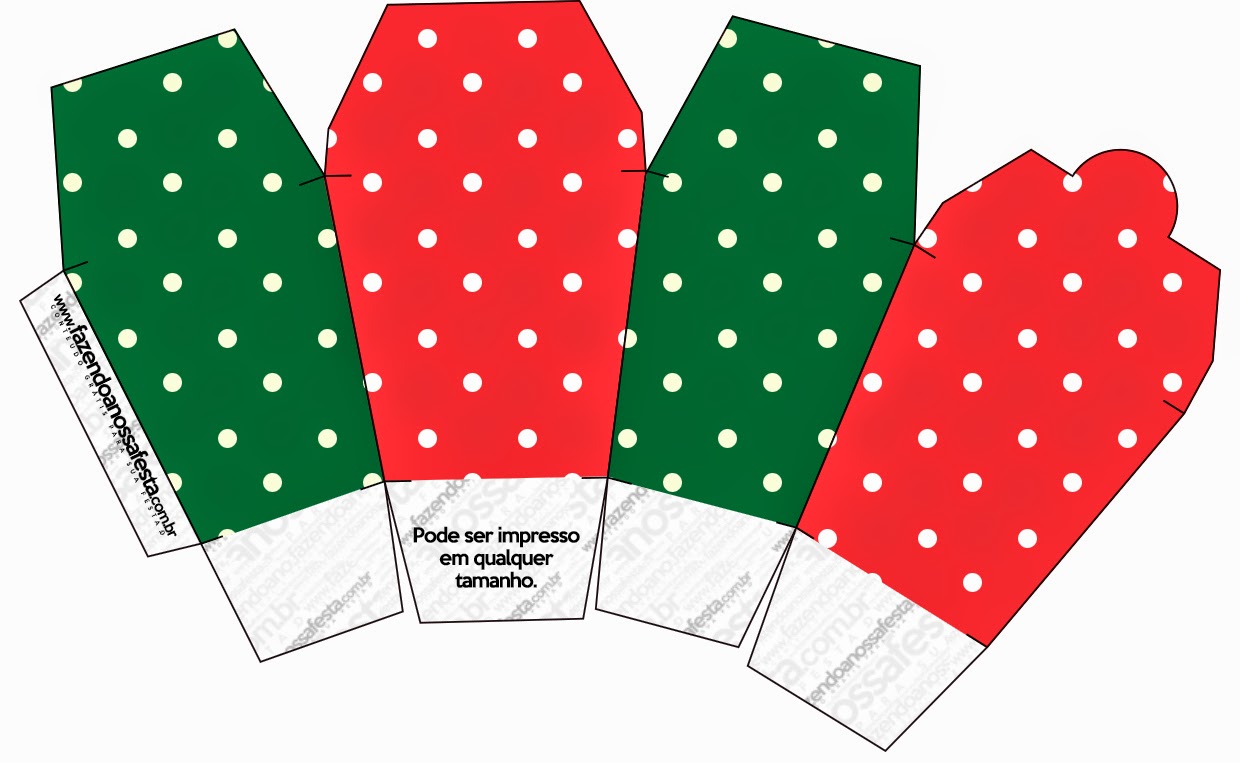 Navidad Rojo y Verde: Cajas para Imprimir Gratis.