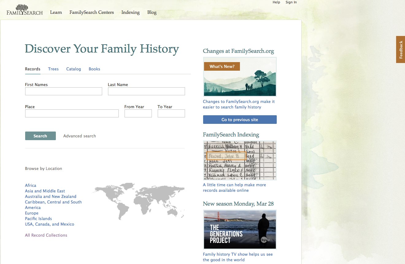 Genealogy's Star Multiple changes to FamilySearch websites