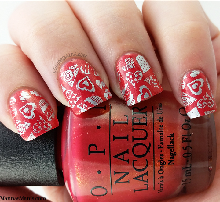 Valentine's day stamping nail art